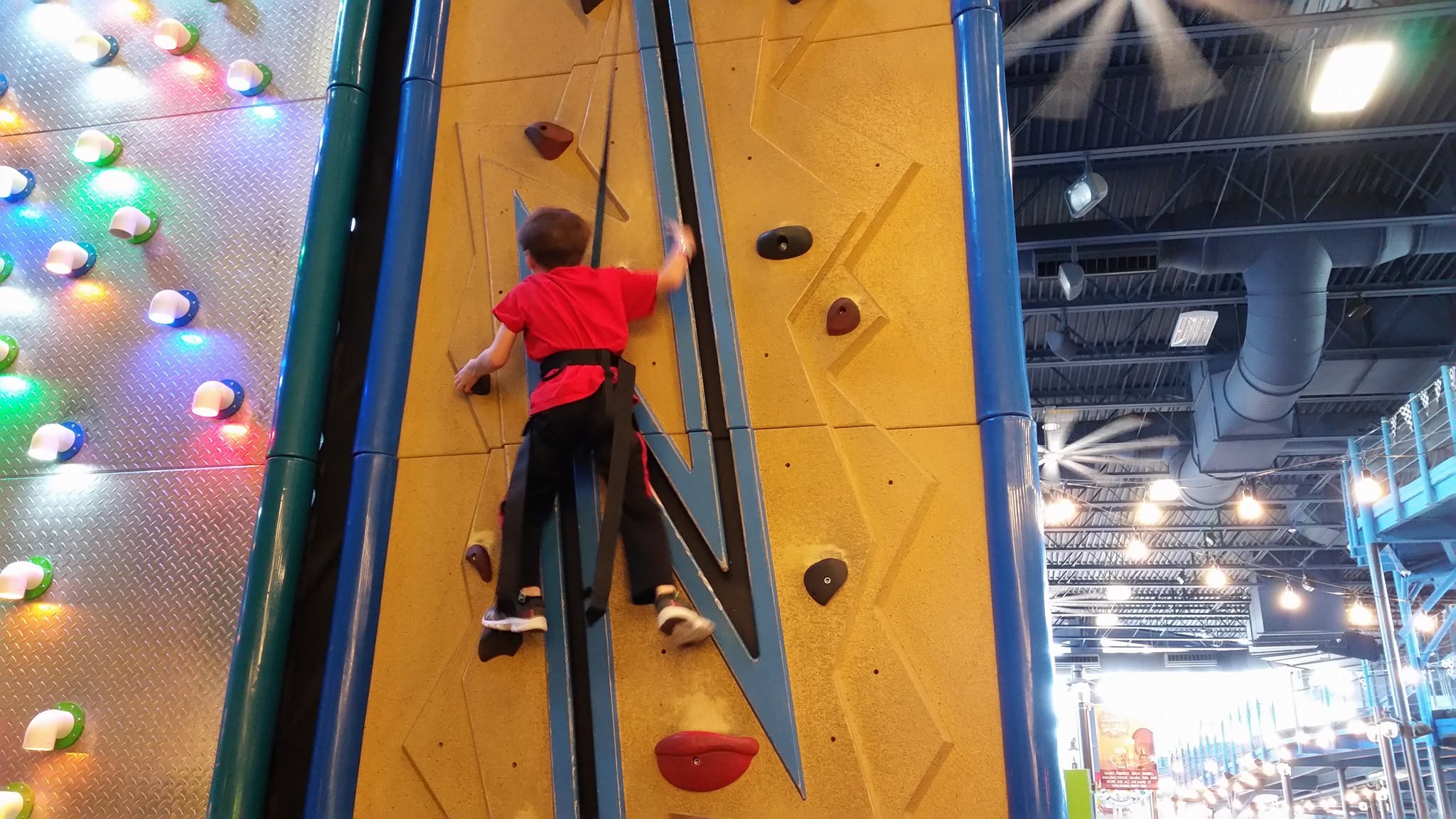 Thomas on the climbing wall at Kalahari
