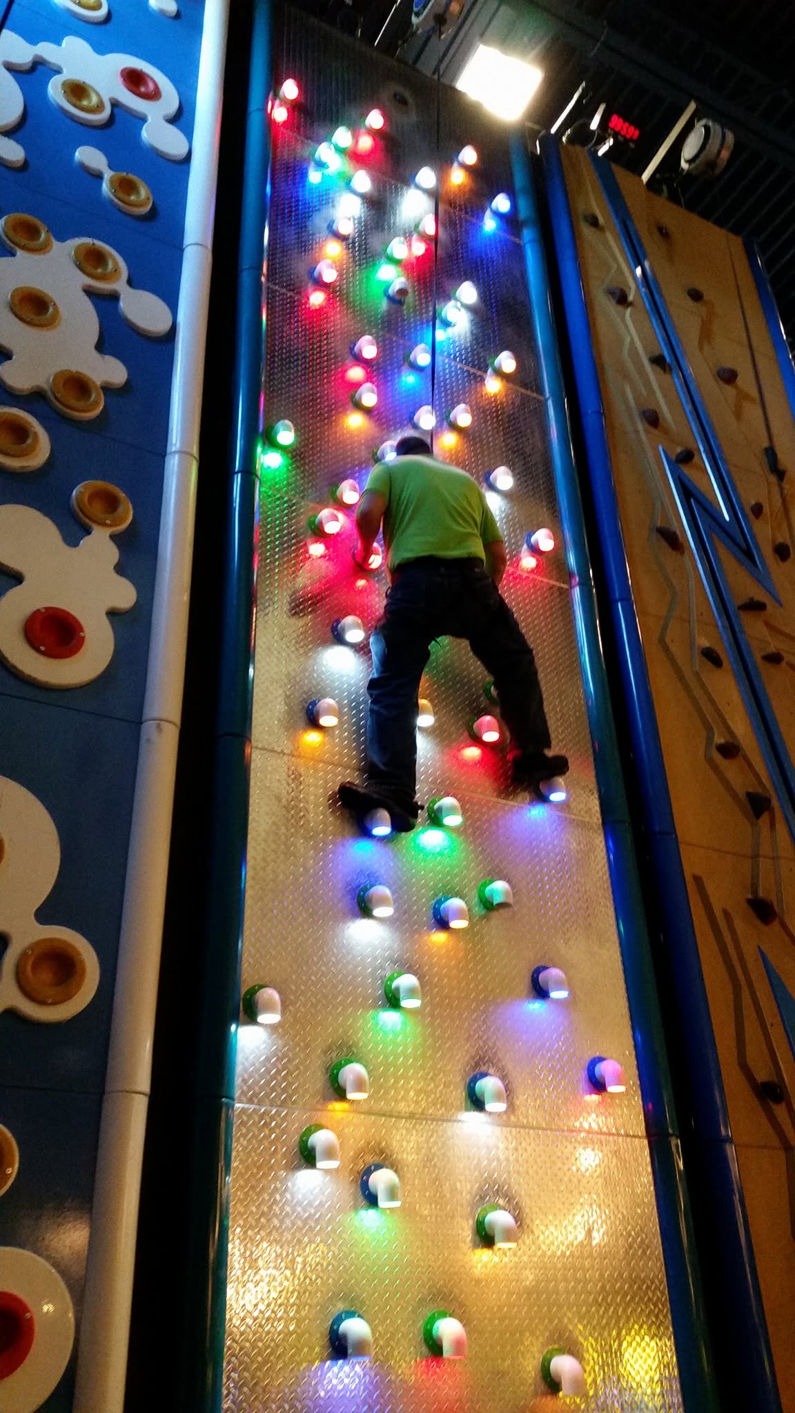 Michael up the climbing wall at Kalahari