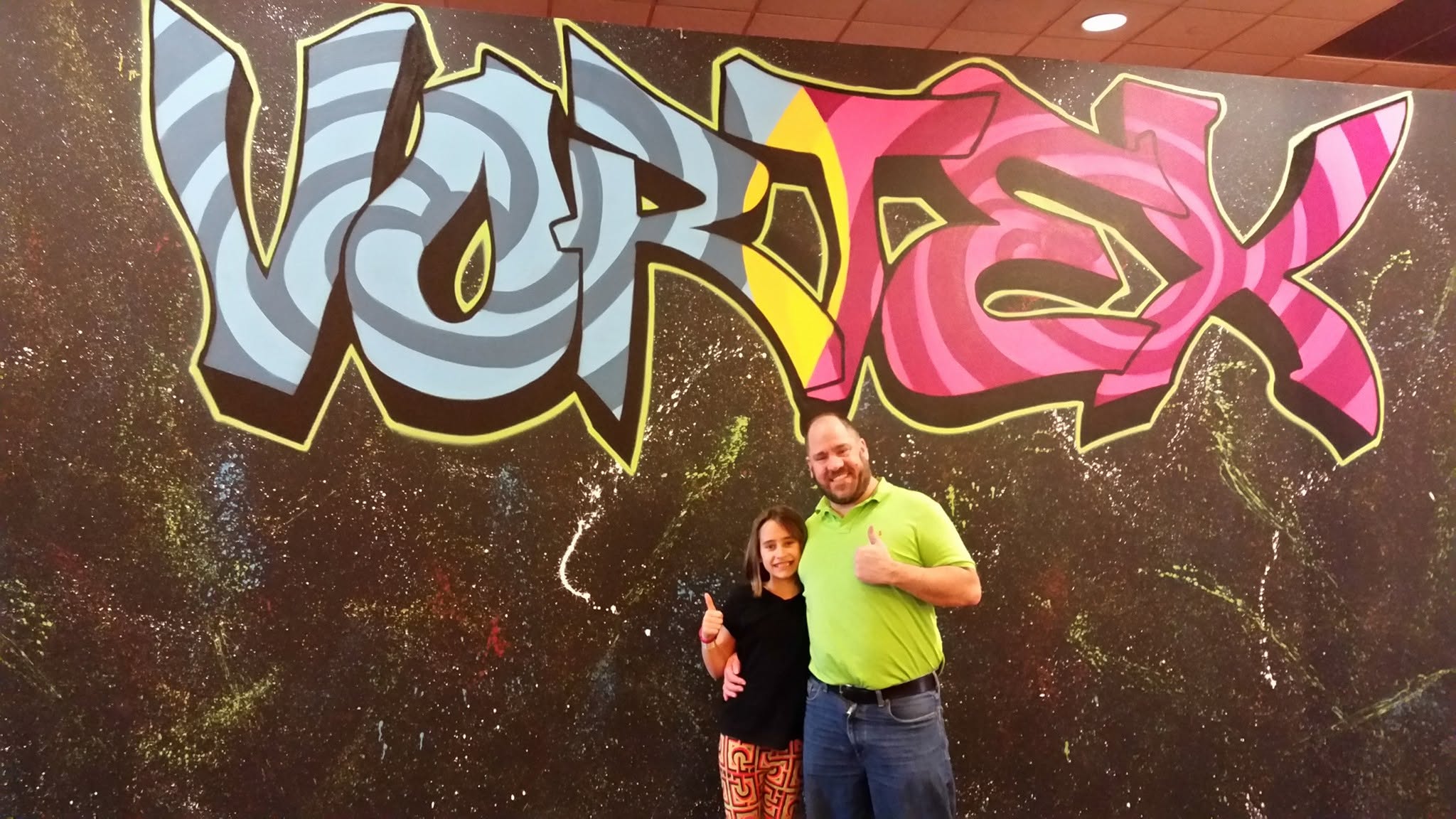 Lisa and Michael by the Vortex sign at Kalahari
