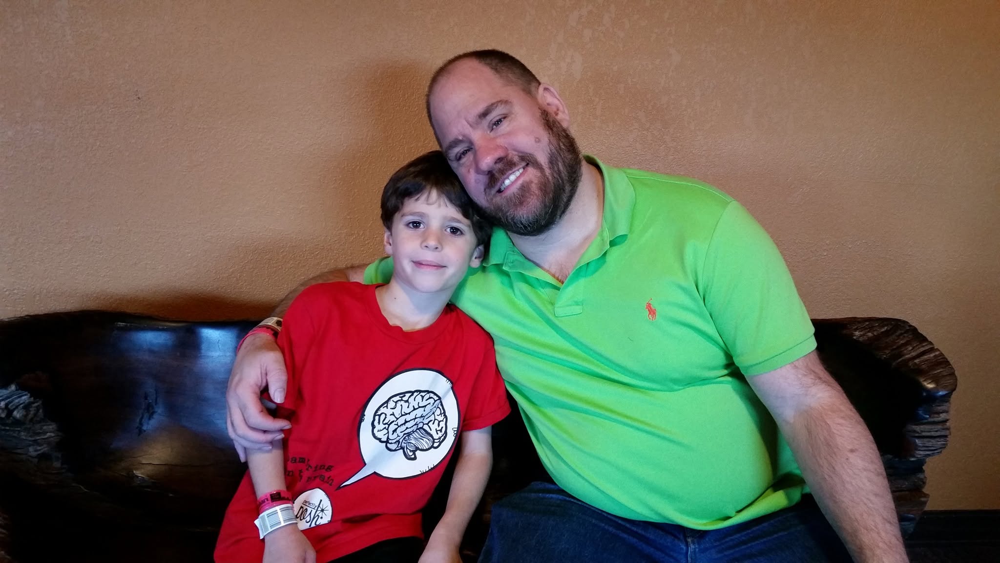 Thomas and Michael on the bench at Kalahari