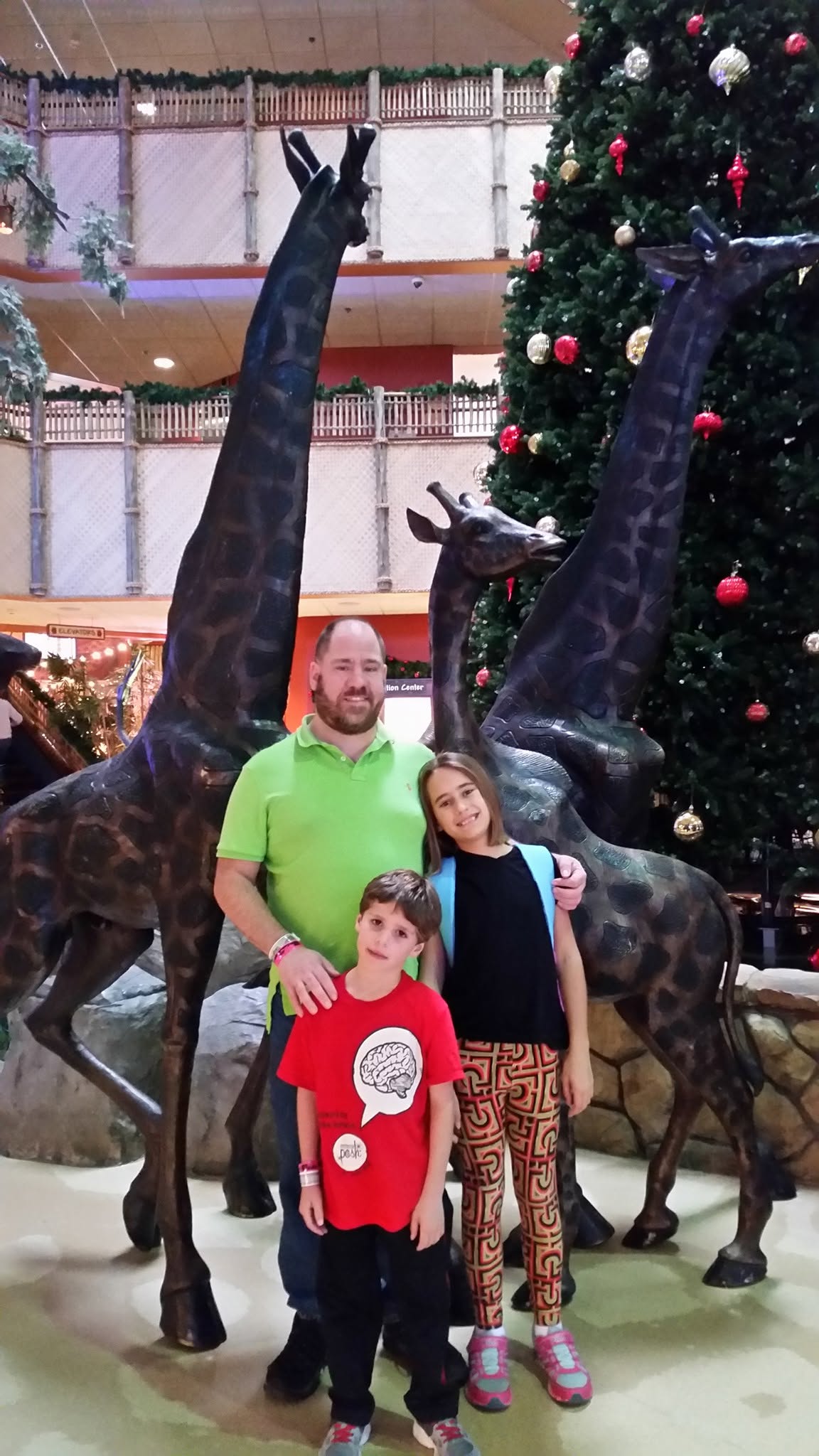 Michael, Thomas and Lisa by the giraffes