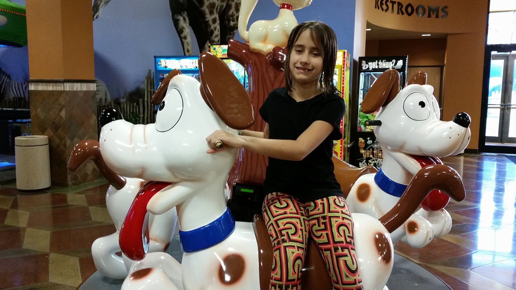 Lisa on the dog ride at Kalahari