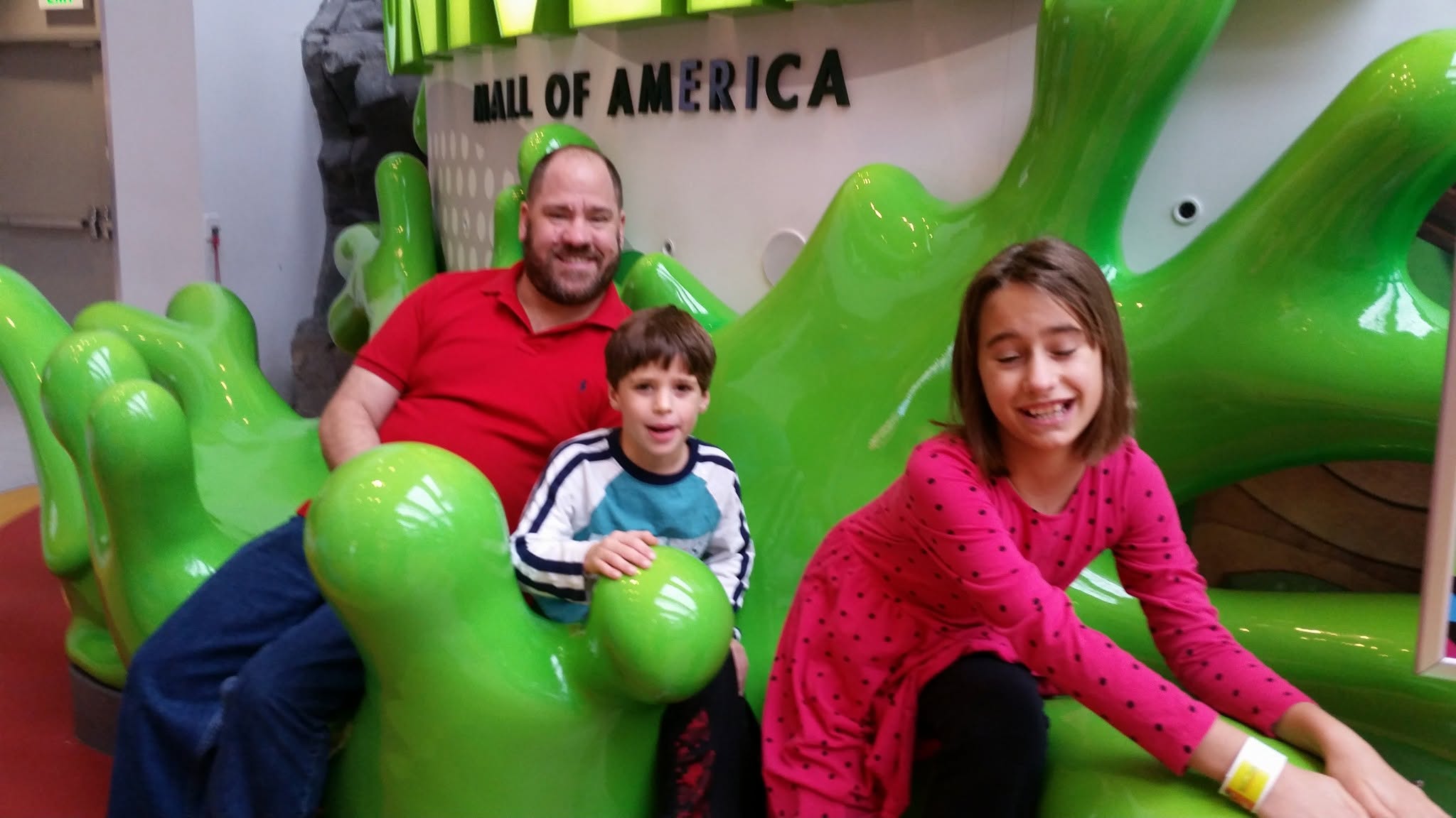 Michael, Thomas and Lisa on the green slime