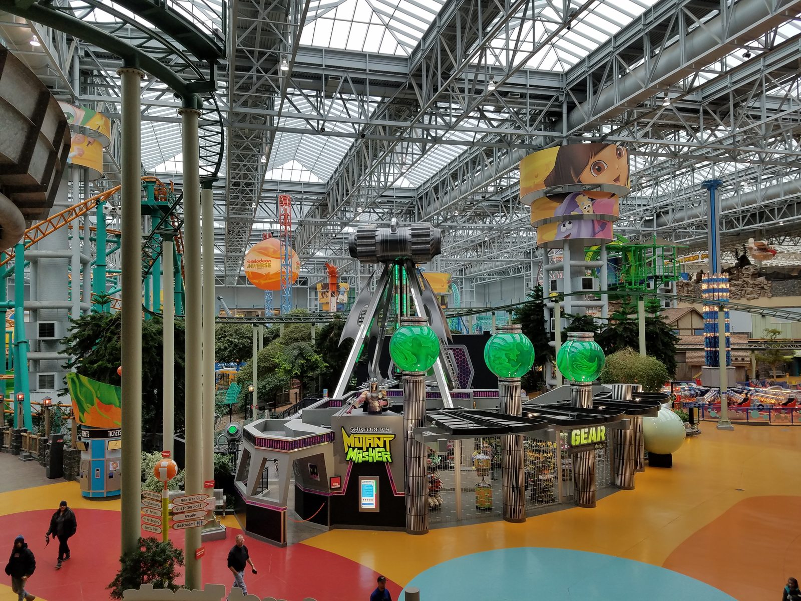 Nickelodeon Universe under the mall's glass roof