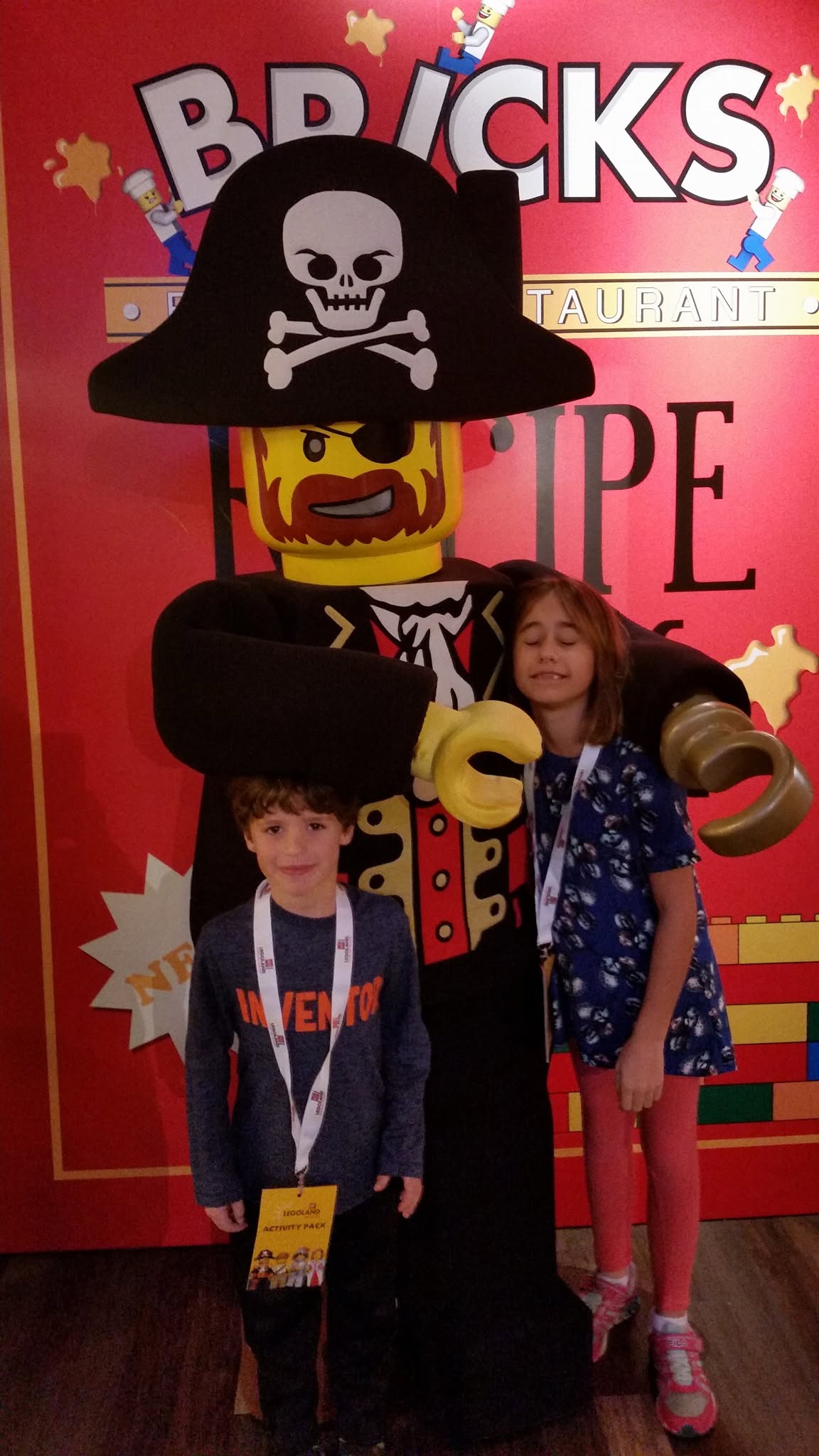 Thomas and Lisa with a LEGO pirate at Bricks