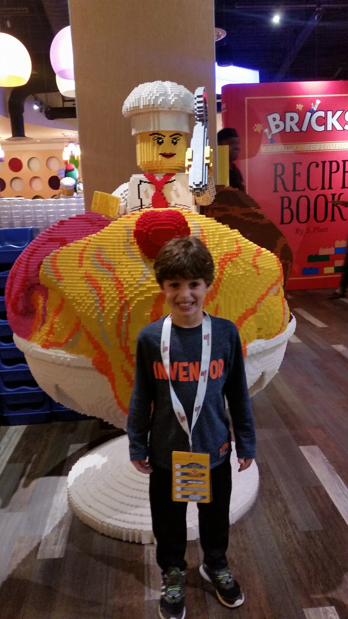 Thomas with the LEGO spaghetti chef at Bricks