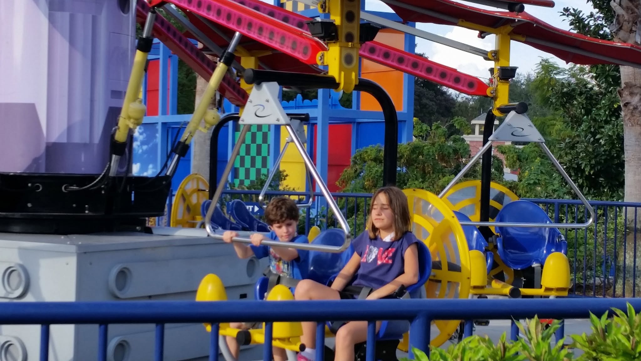 Thomas and Lisa on a ride at Legoland