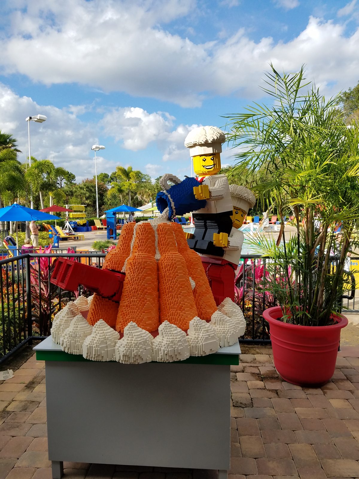 A Lego volcano fountain