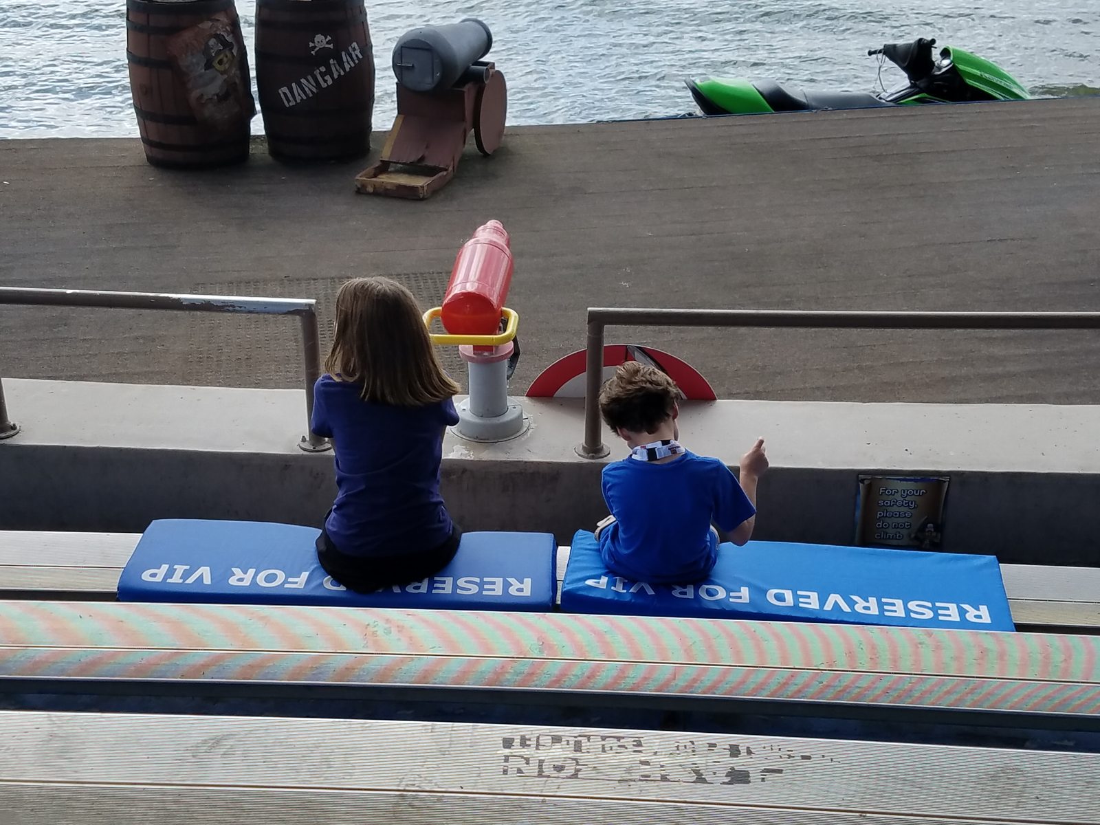 The kids watching the stunt show