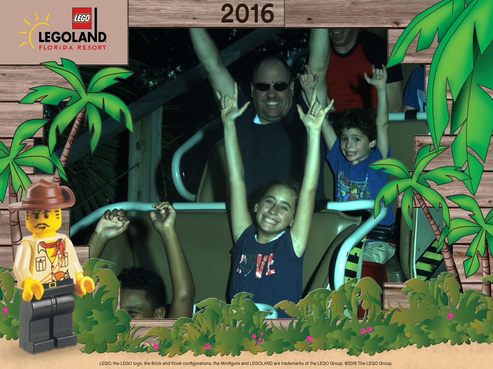 Lisa, Thomas and Michael on a jungle ride at Legoland