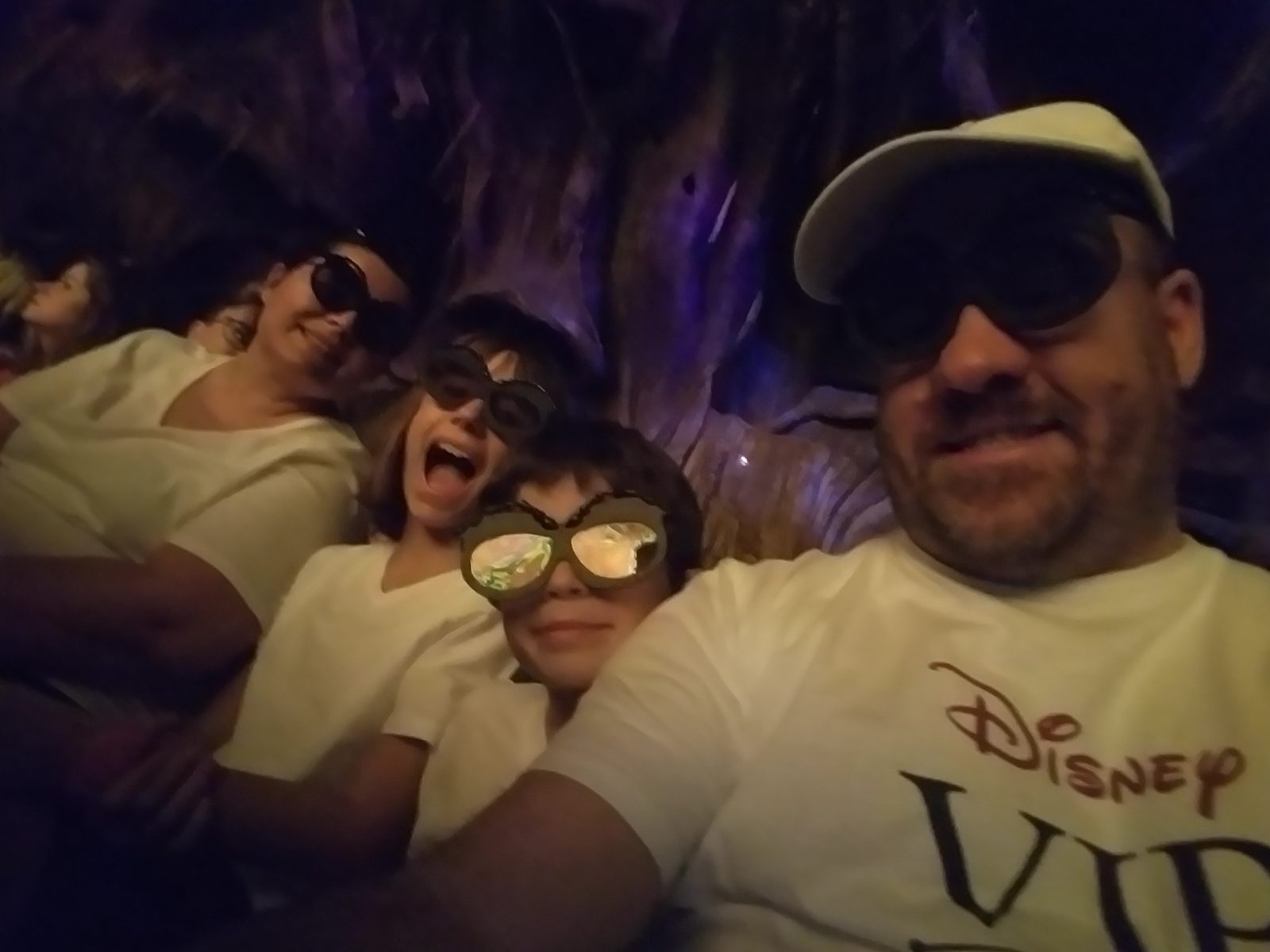 Kathy, Lisa, Thomas and me in our 3D glasses at Animal Kingdom