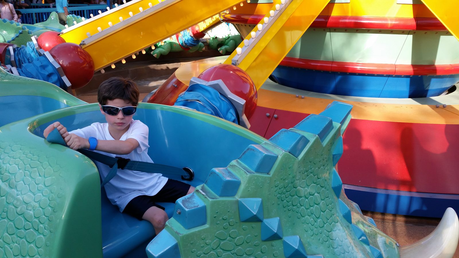 Thomas at the controls of TriceraTop Spin