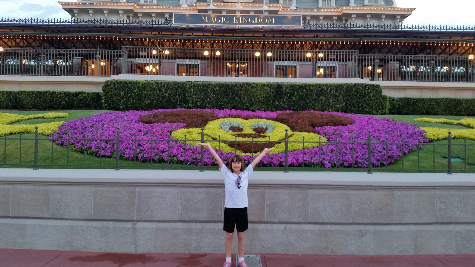 Lisa at the flower bed at dawn