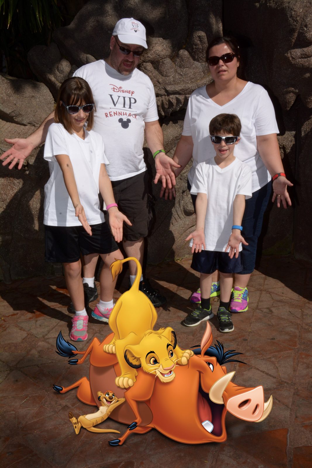 All four of us with Simba and Pumbaa at Animal Kingdom