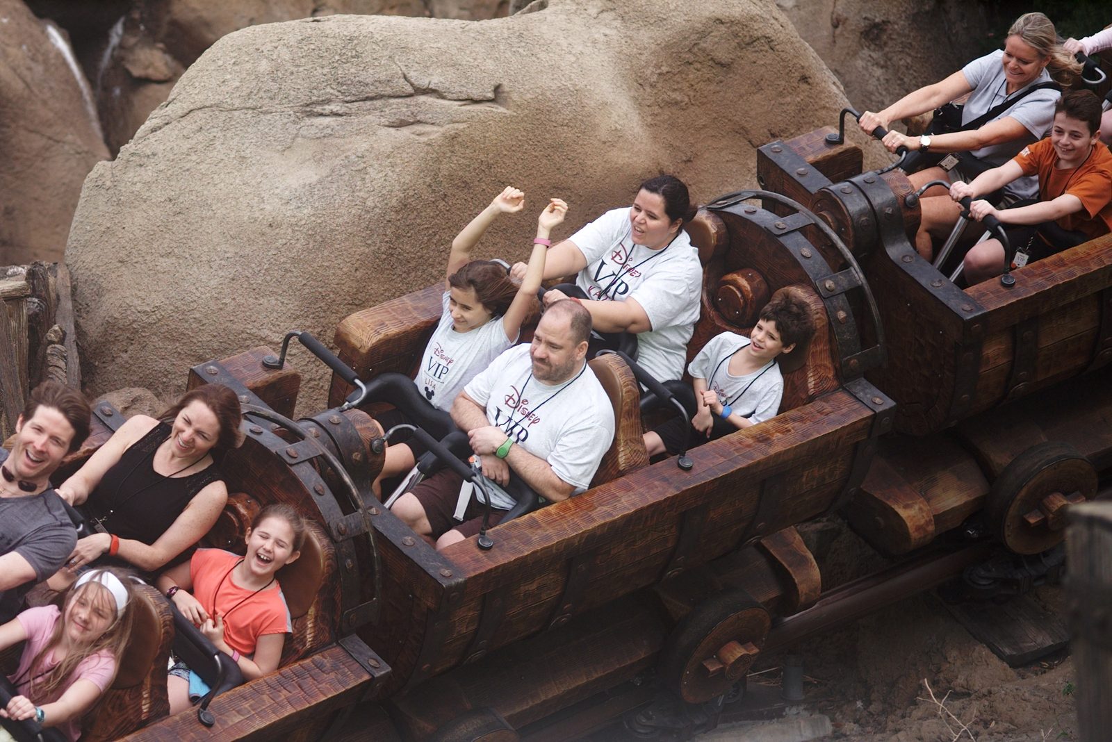 Riding the Seven Dwarfs Mine Train together