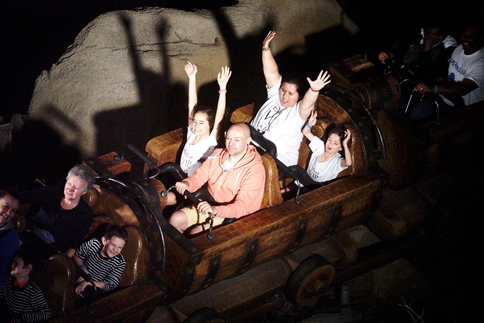Lisa, Kathy, Thomas and Michael on the Seven Dwarfs Mine Train