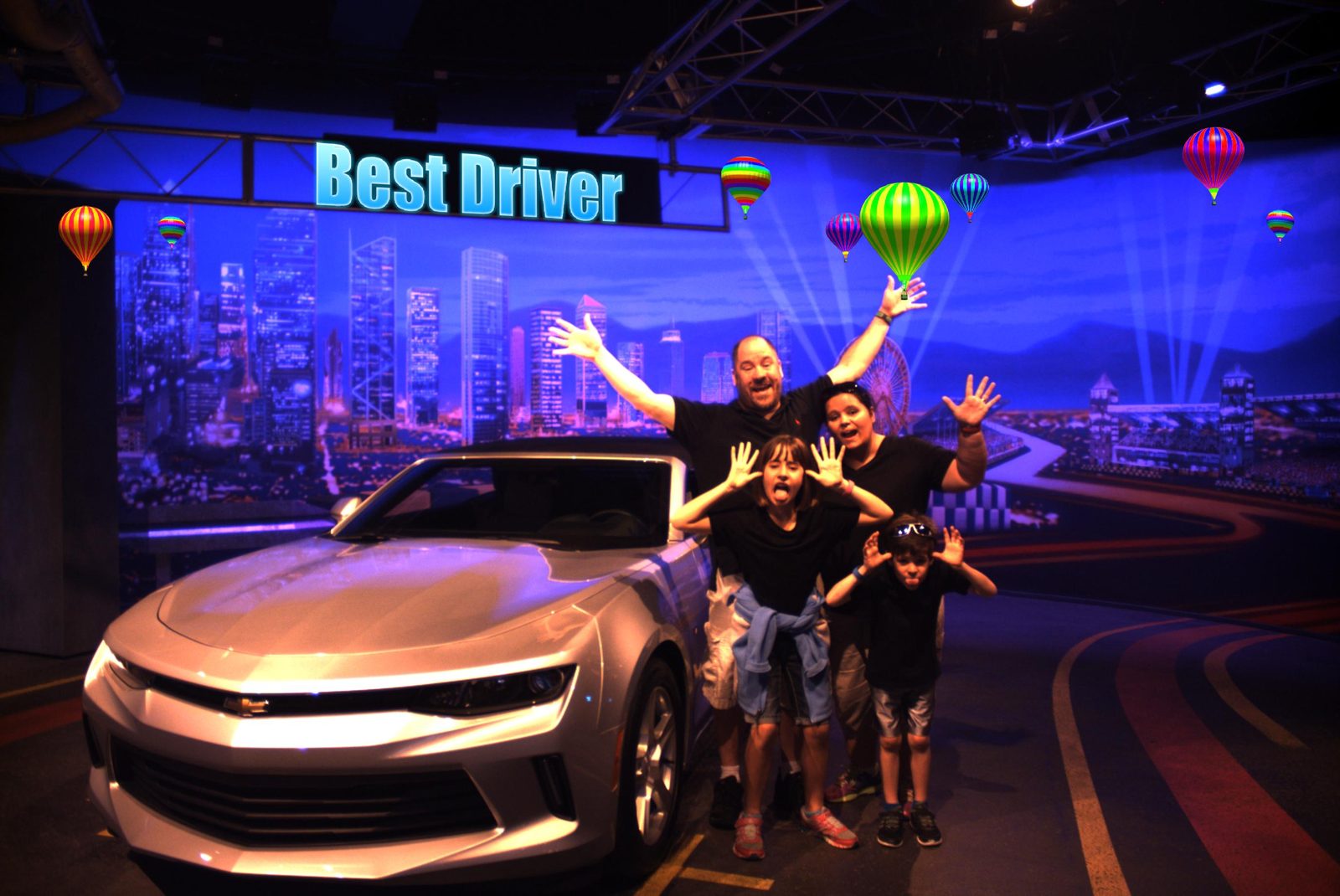 All four of us in the Test Track finish photo