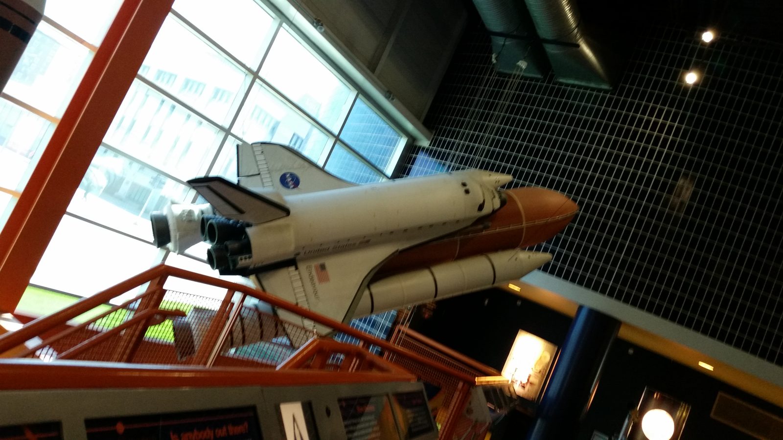Looking up at the shuttle model