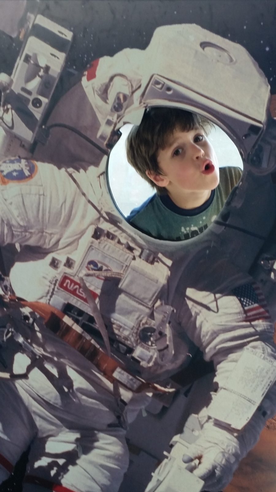 Thomas in the astronaut photo cutout