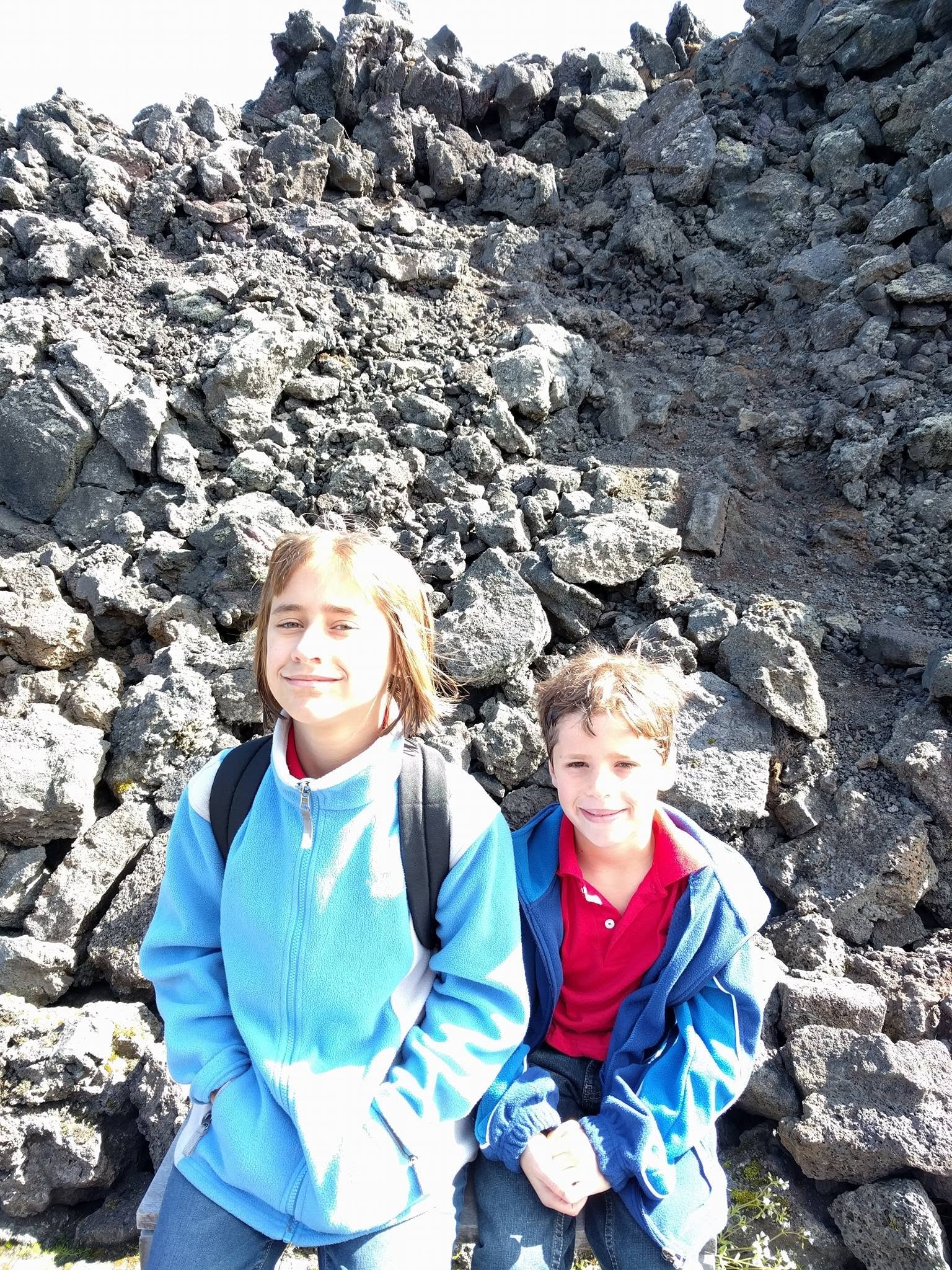 Lisa and Thomas on the lava rocks at the Blue Lagoon
