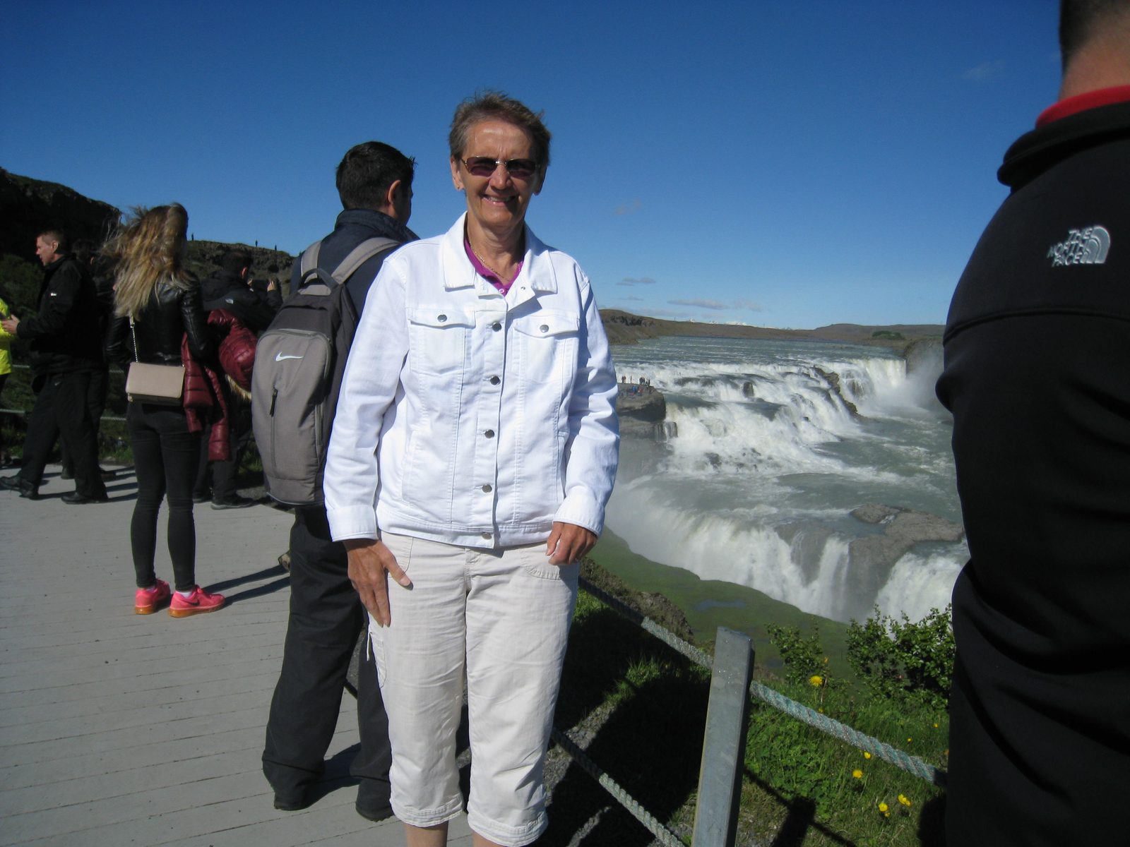 Grandma looking out over Gullfoss falls