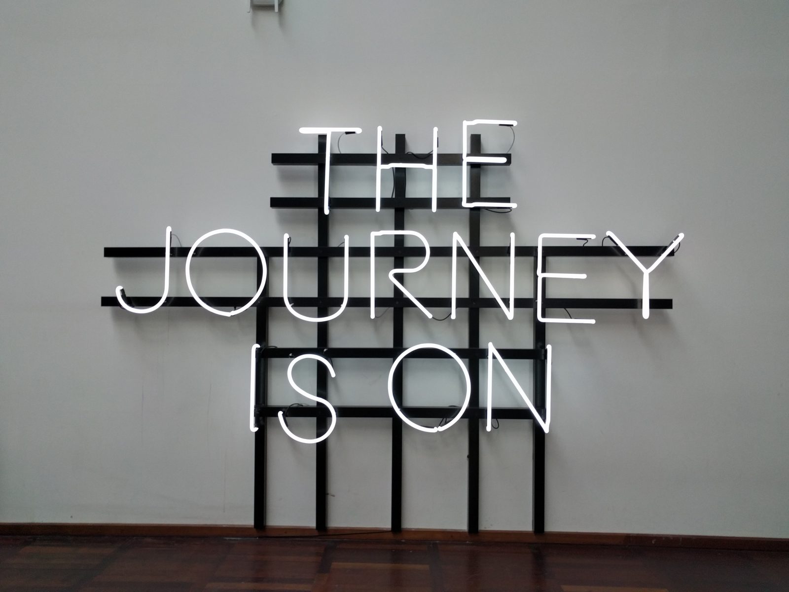 "The journey is on," a sign in the airport
