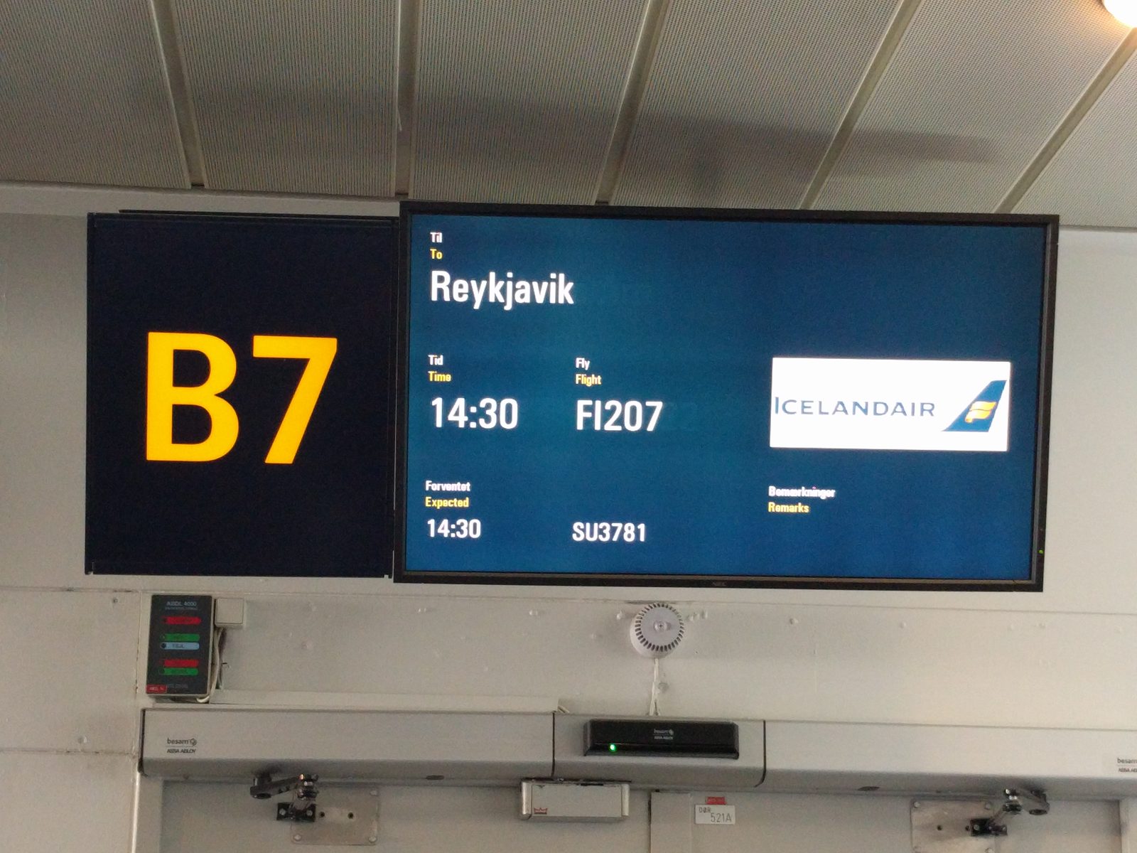 Boarding call for our flight to Reykjavik