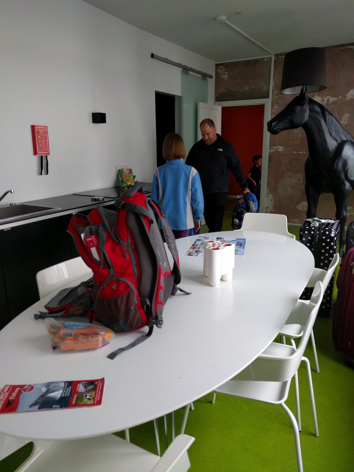 Backpacks down at our Reykjavik apartment