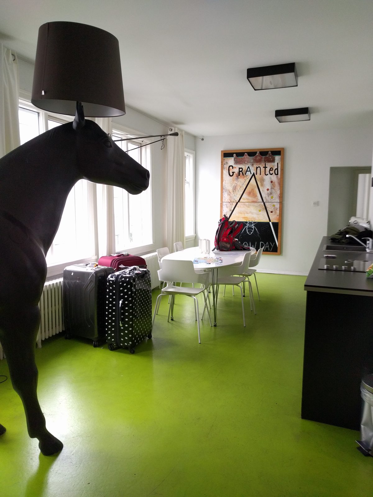 The life-size horse lamp in our Reykjavik apartment