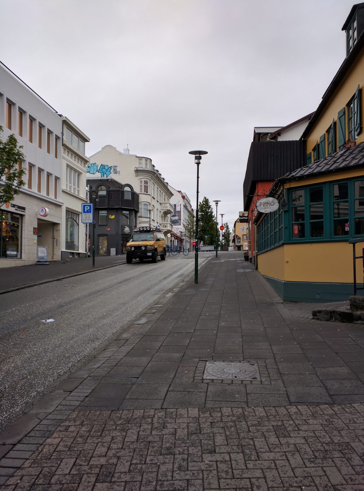 Walking down through Reykjavik early in the morning