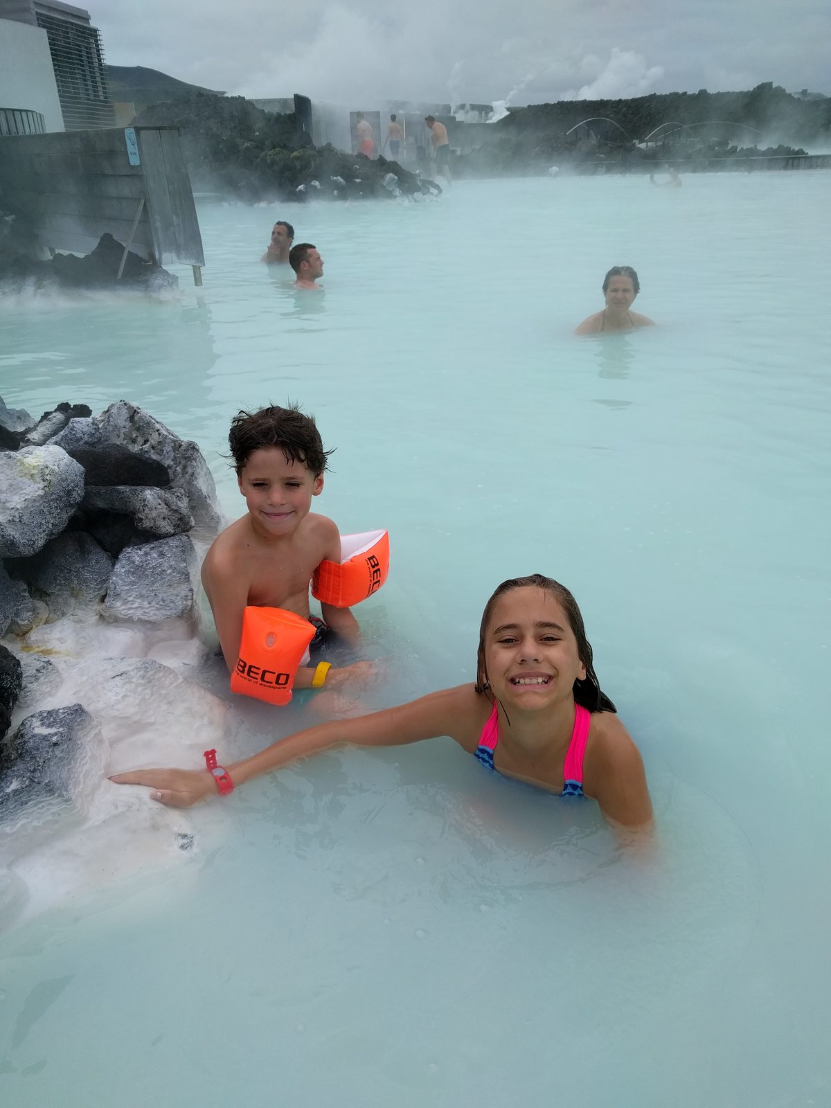 Lisa and Thomas swimming in the Blue Lagoon