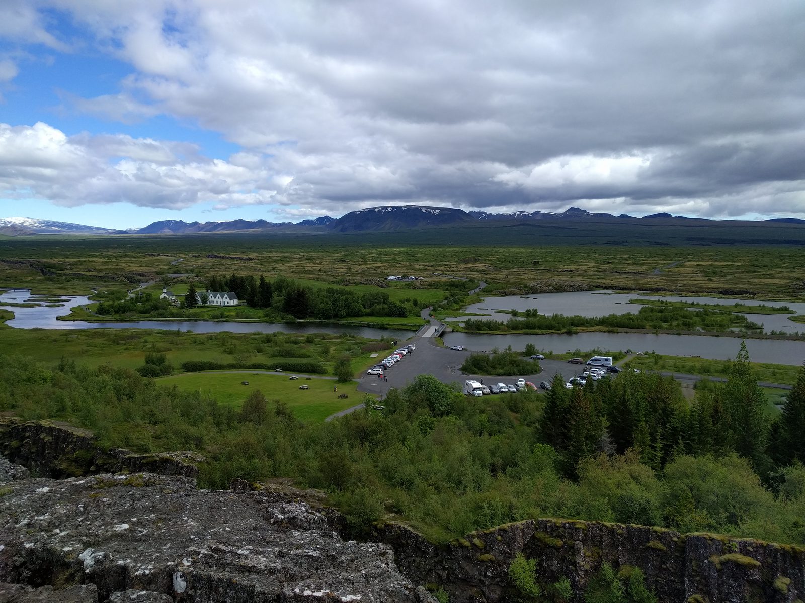 Looking out over the river delta from Þingvellir