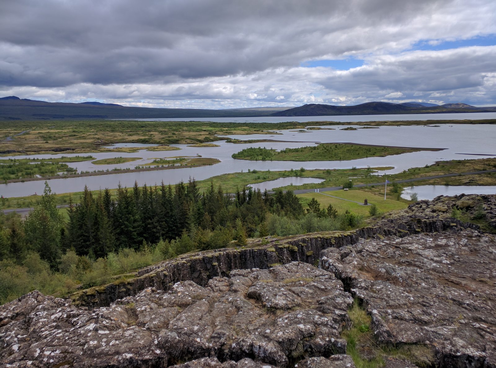 Looking out over the river delta at Thingvellir
