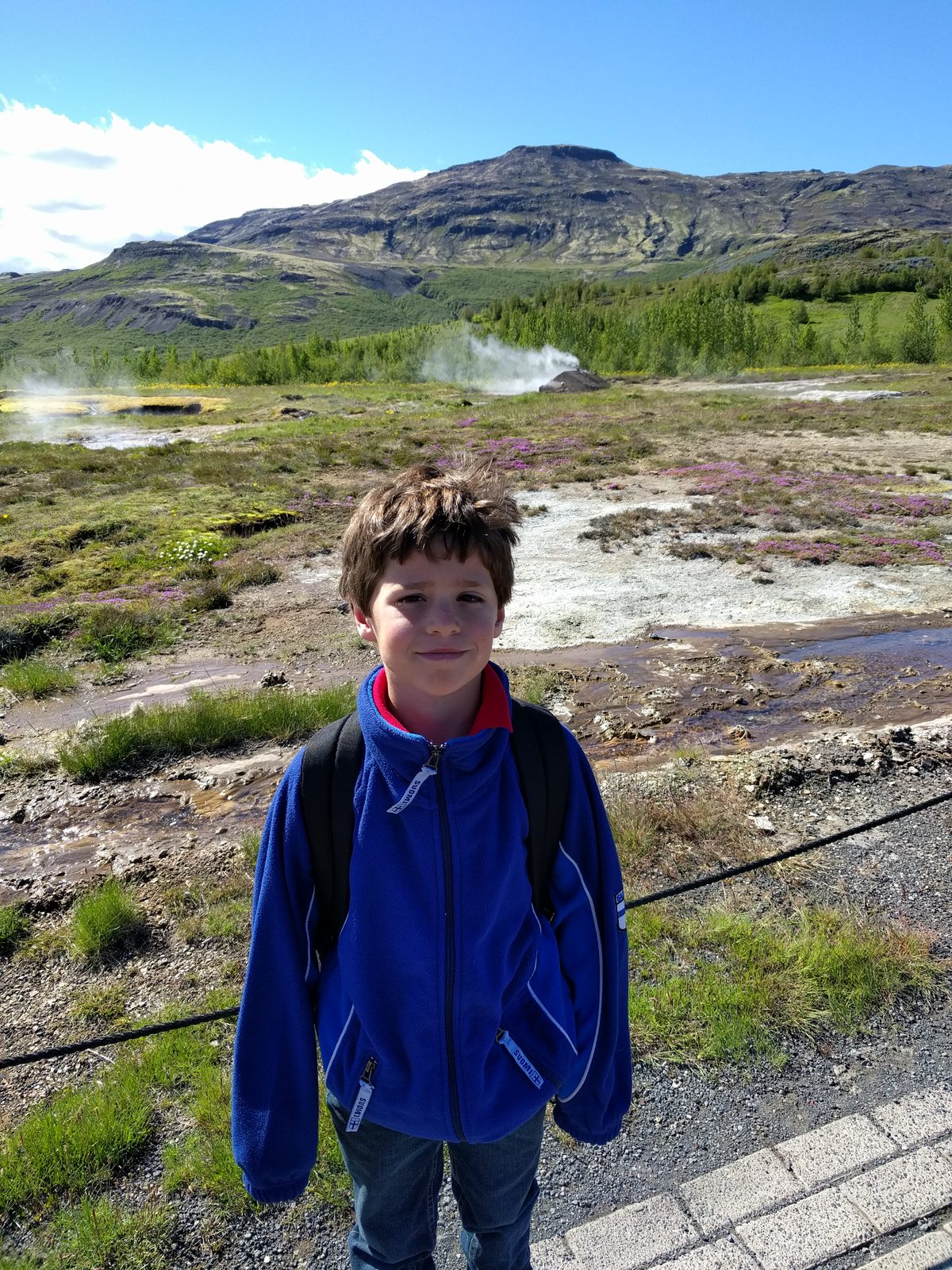 Thomas at the Geysir hot springs