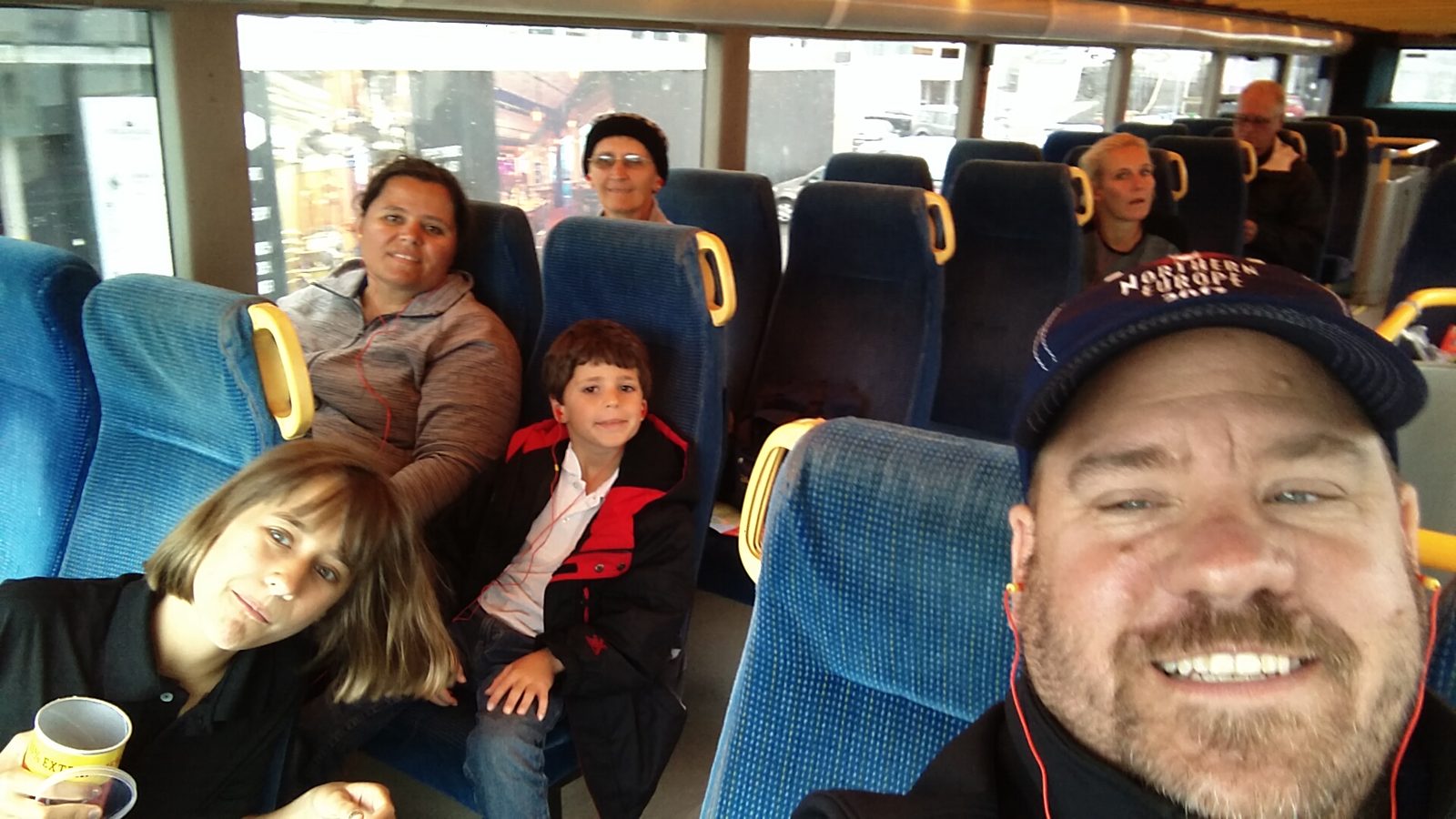 All five of us on the bus in Reykjavik
