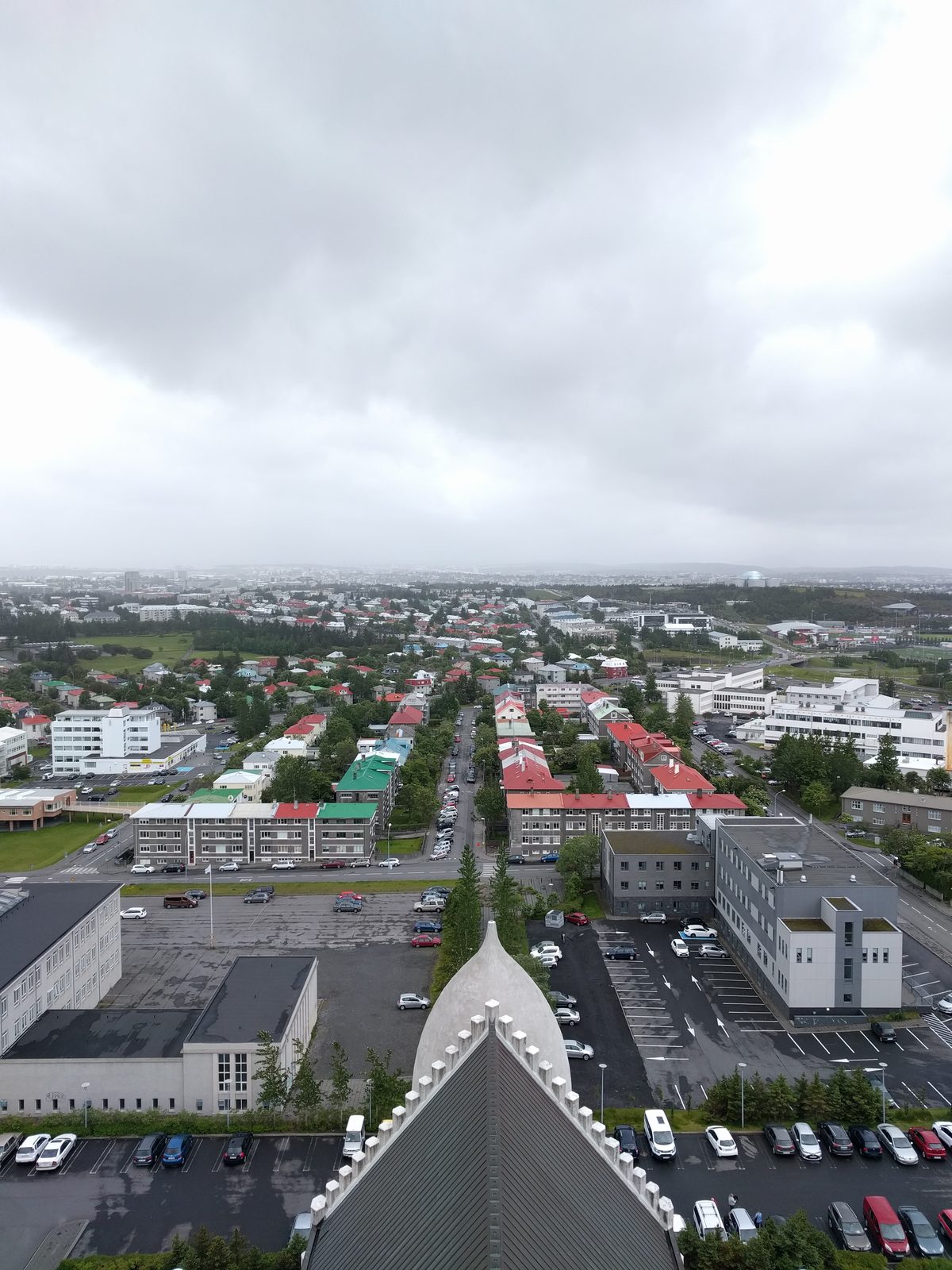 Looking down on Reykjavik from the tower of Hallgrímskirkja
