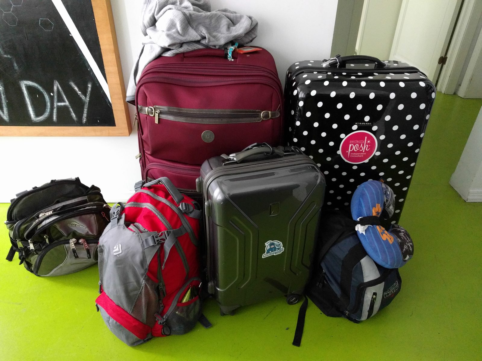 Bags packed in the apartment, ready for the airport