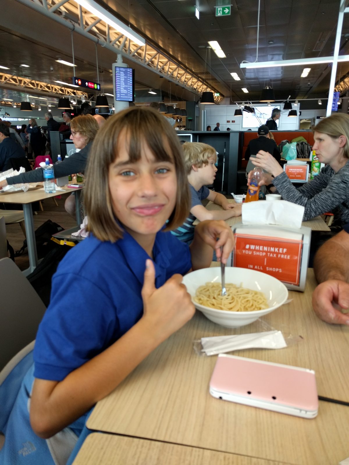Lisa's pastal breakfast at the airport