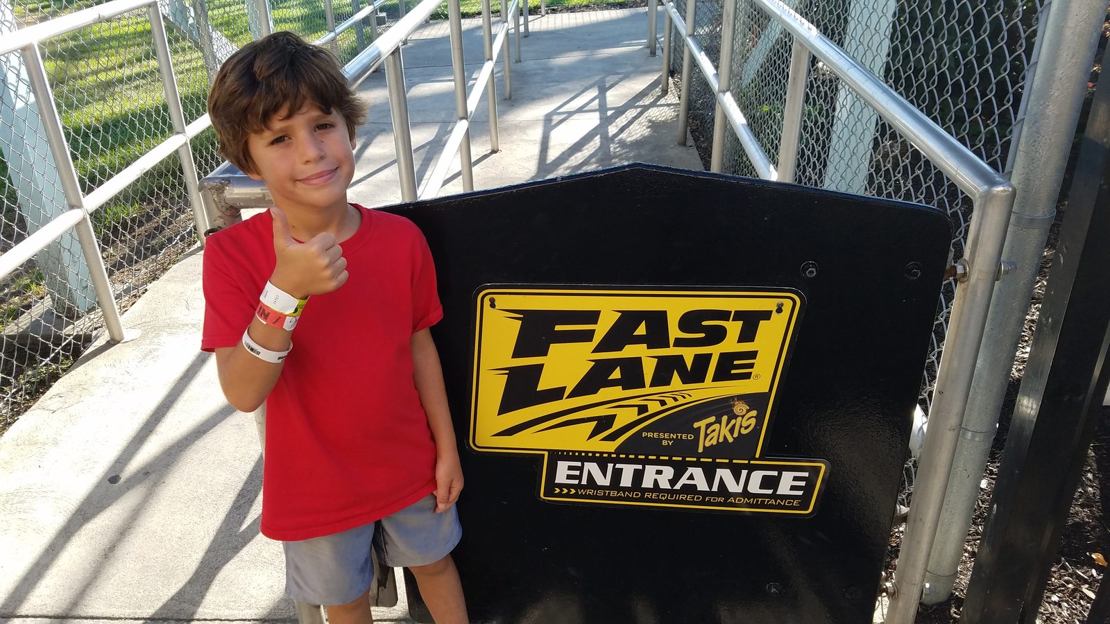 Thomas at the Fast Lane entrance