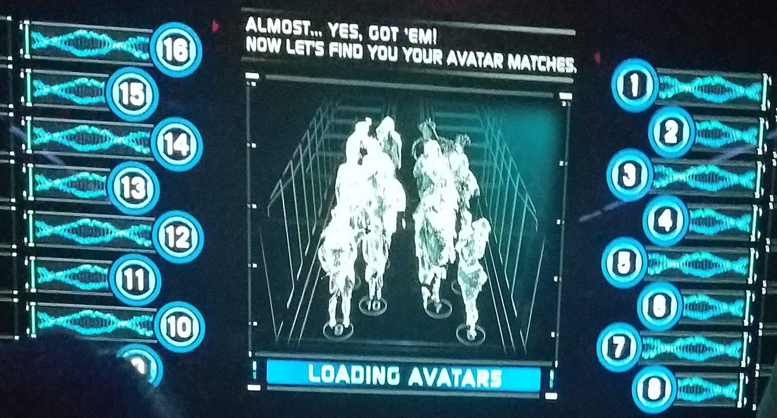The queue's avatar-matching screen