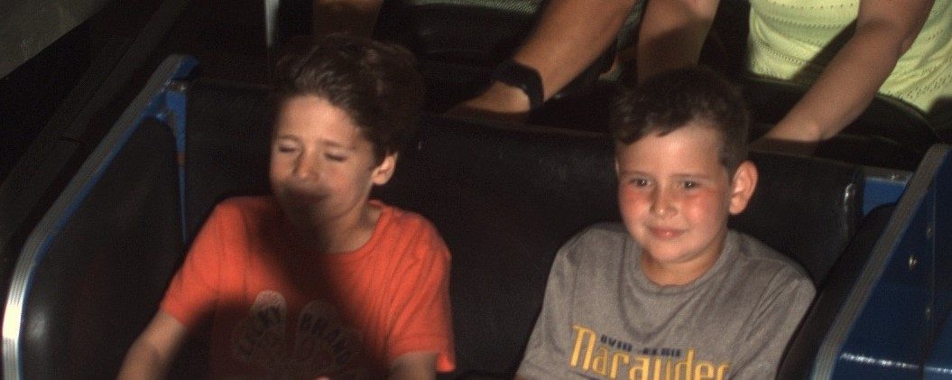Thomas and a friend mid-ride