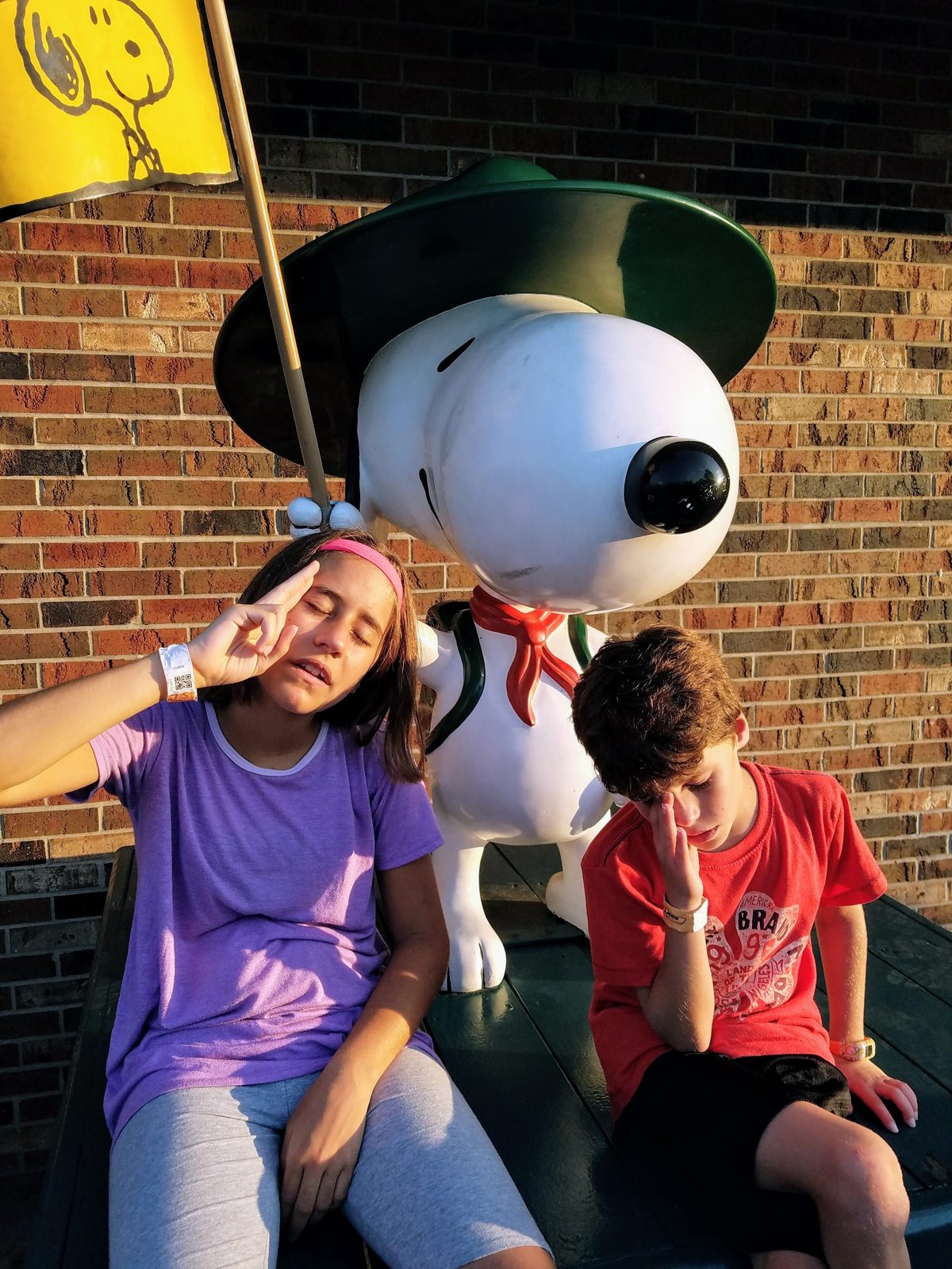 Lisa and Thomas with Snoopy