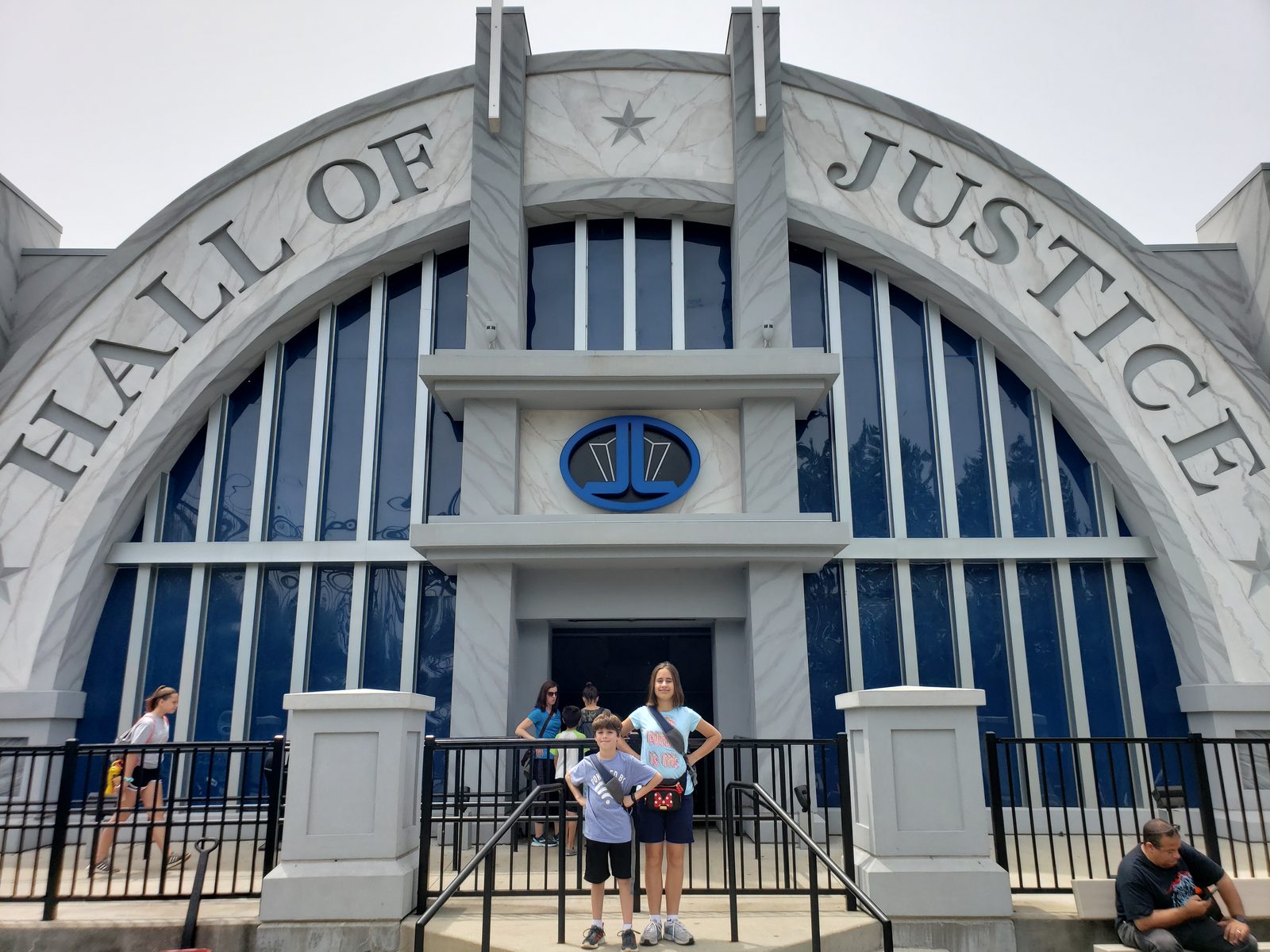 Under the Hall of Justice arch