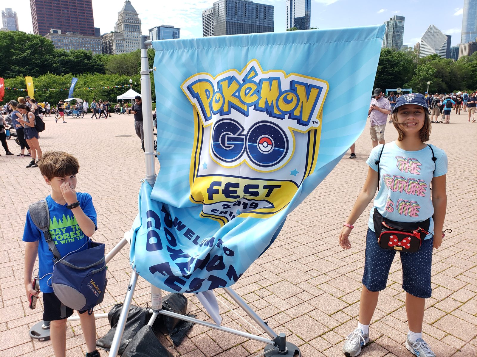 Lisa with her Pokemon Go Fest flag