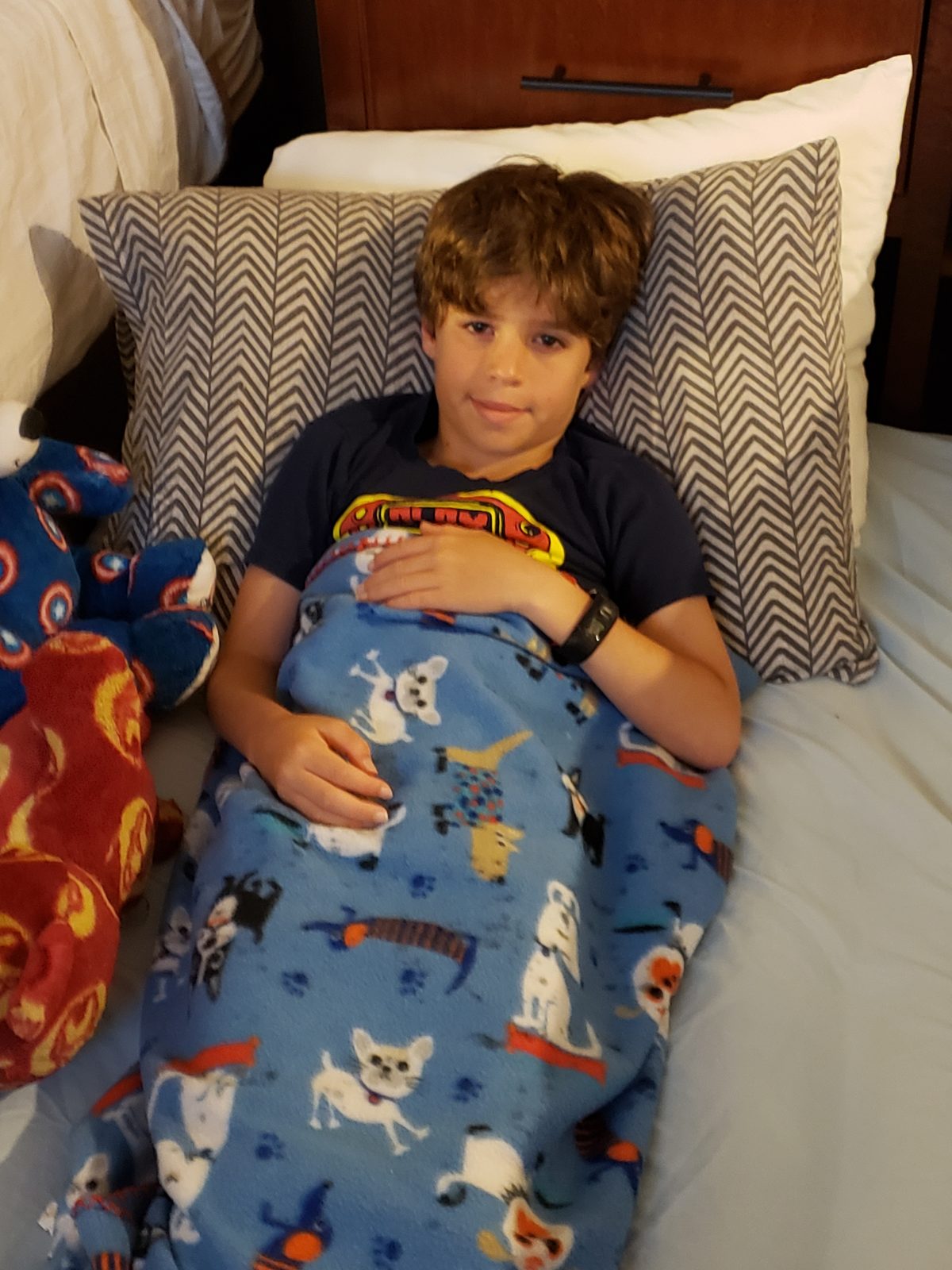 Thomas tucked in for the night