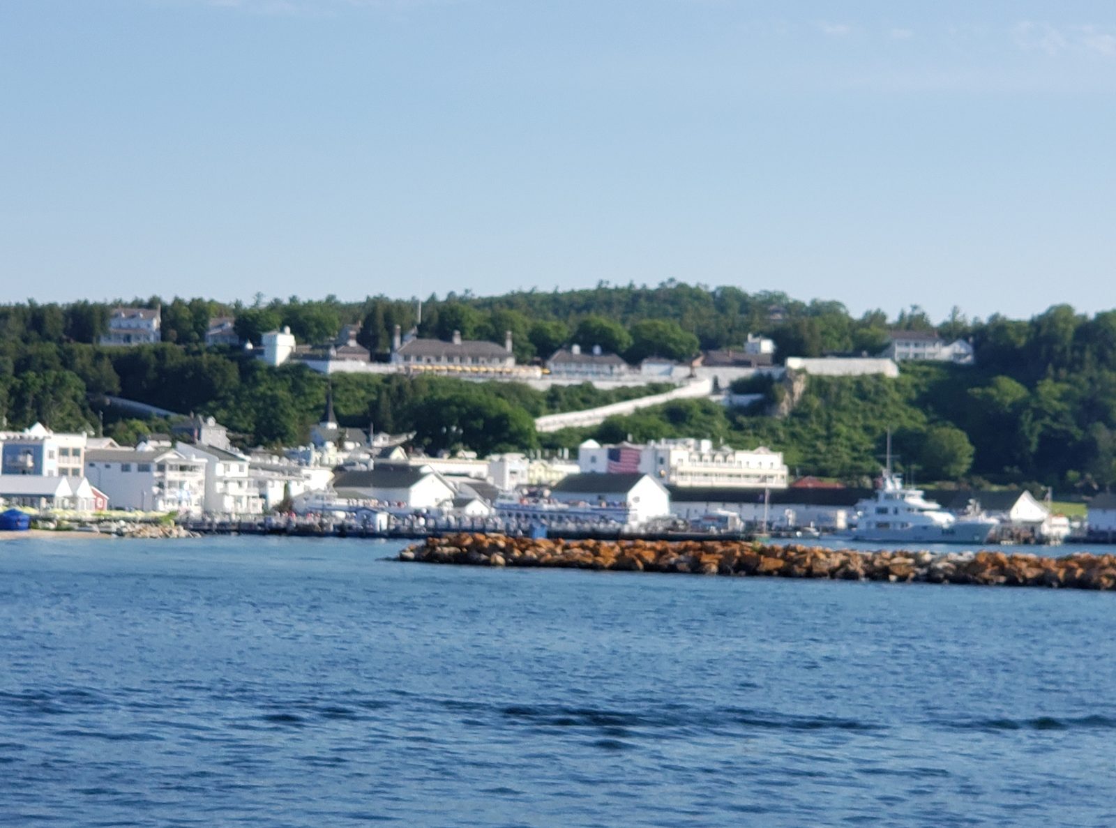 Mackinac Island's waterfront from the boat