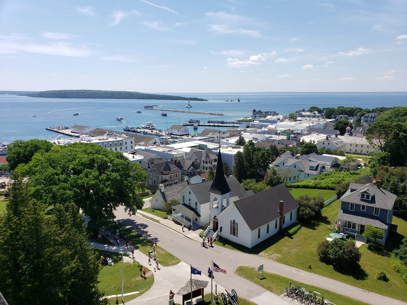 The harbor and town from Fort Mackinac