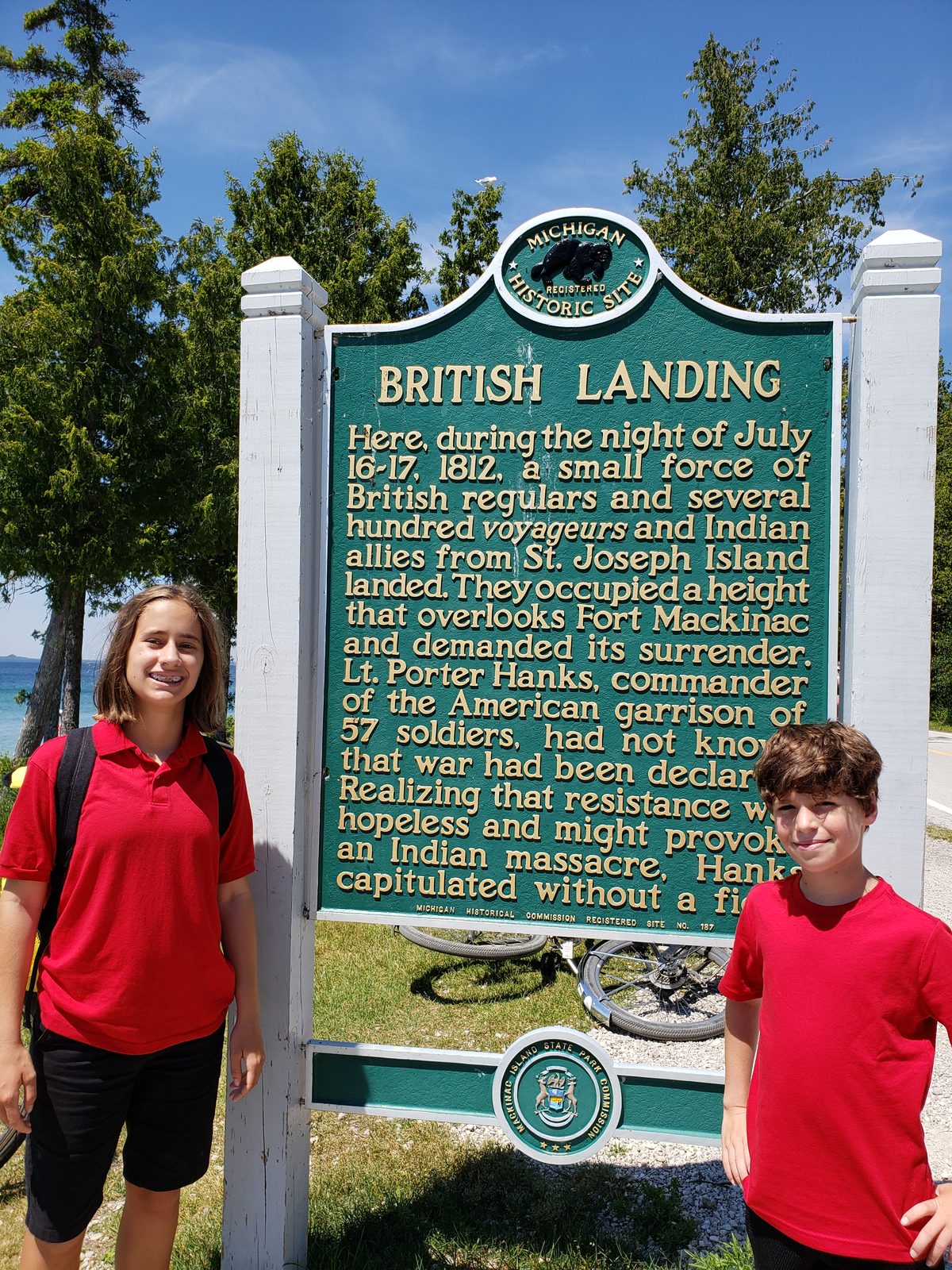 Lisa and Thomas at the British Landing marker