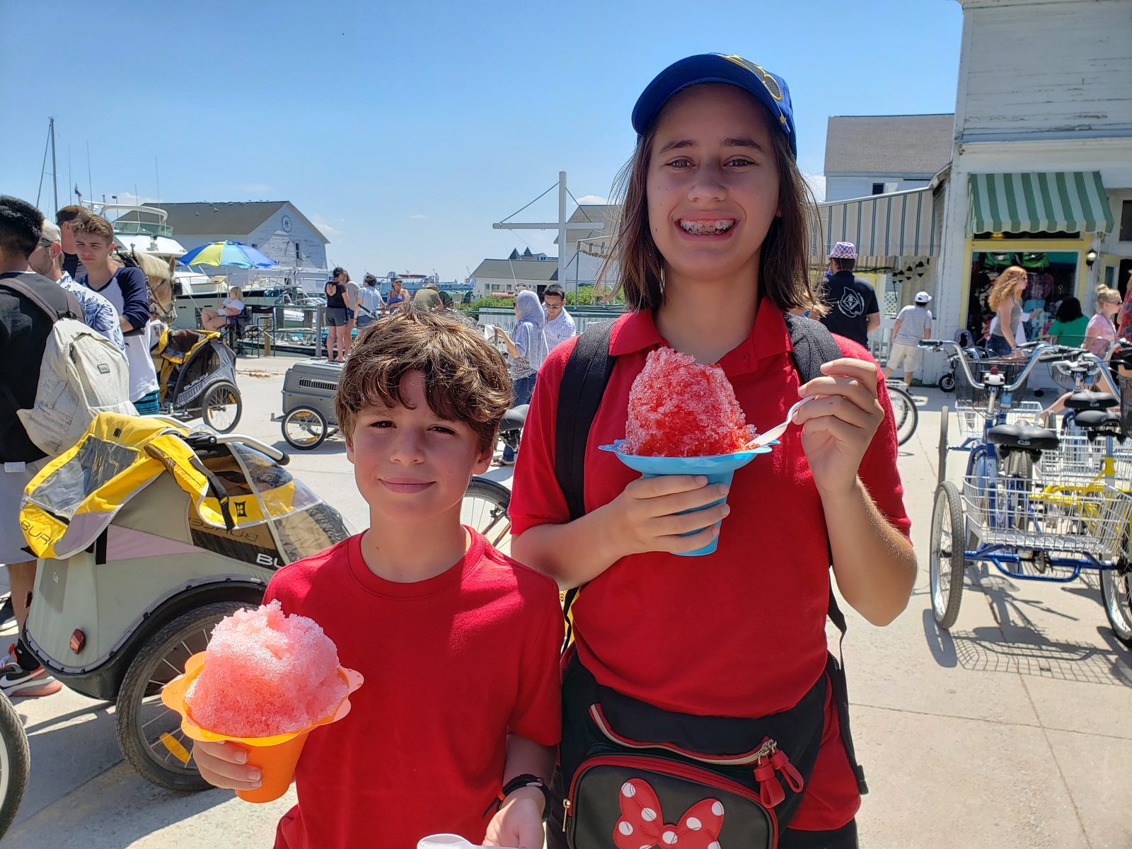 Thomas and Lisa with shaved ice on Mackinac Island