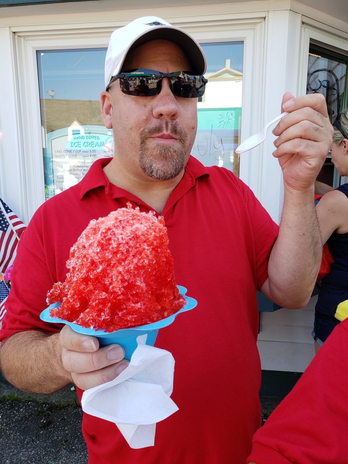 Michael with his shaved ice in town